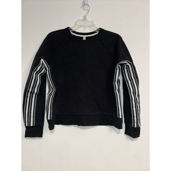 Athleta 24/7 Striped Crew Sweatshirt Women's Small Black - Picture 1 of 5
